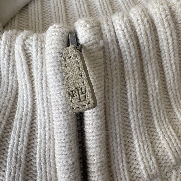 VTG Lauren Ralph Lauren Vintage Ribbed 100% Cotton Sweater Ivory Hong Kong XL - Picture 3 of 11